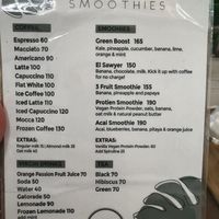 coffee and smoothie menu (as of april 2025)  at Dale Pues in San Juan Del Sur