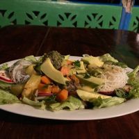 Fresh veggie salad with rice noodles at Darinia's Kitchen in Corn Islands