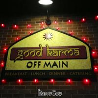 signage at Good Karma Restaurant in Park City