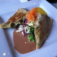 Samosa appetizer (vegan) at Good Karma Restaurant in Park City