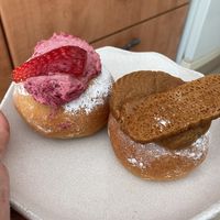 Hanukkah special: berries and lotus donuts   at Metuka - מתוקה in Ramat Gan