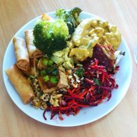 The 'large' plate, full to the brim at Three Pillars Cafe in New Plymouth