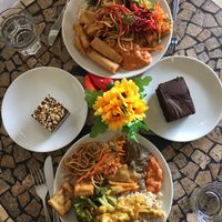 Vegan spread at Three Pillars Cafe in New Plymouth