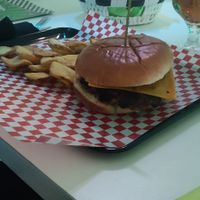 Delicieux Hamburger Vegan & chips 😍 at El Gecko Veggie in Lanzarote