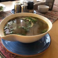 vegan soup with dumplings at Tashi Momo in Poznan