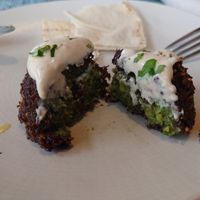 One of the falafel sliced open at Habibi Kush in Miami