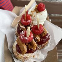 Lemon batter with cookie butter and raspberry… and ice cream. 😋   at Poffy in Vienna