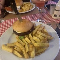 Vegan burger and chips  at Spaghetti Western in Tirana