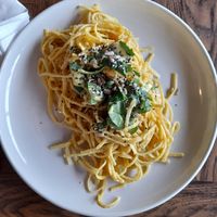 The pesto linguine pasta. They had run out of pesto to go with it but it was still really nice at Pachamama Soul in Calgary
