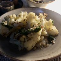 Cauliflower with celeriac puree and other delights!  at Pira Pool Bar in Yulara