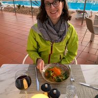 Yellow lentils with grilled sweet potato and beach succulents   at Pira Pool Bar in Yulara