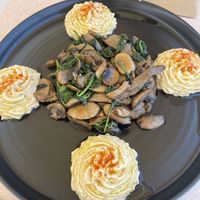 Mushrooms, spinach and hummus appetizer   at Come Back in Naoussa