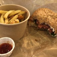 Me Bleu Burger with fries at Copper Branch - Lyon Part Dieu in Lyon