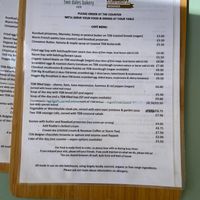 Menu at Two Dales Bakery in Reeth