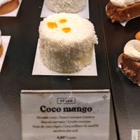  “Coco mango”: coconut mousse, mango passion fruit, buckwheat biscuit, mango coulis, crispy puffed rice with dark chocolate. at Barnabé in Nantes