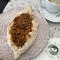 Peinirli with soya mince  at Merry Berry in Thessaloniki