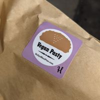 Well labelled vegan options at Holly's Meat Pies in Bellingham