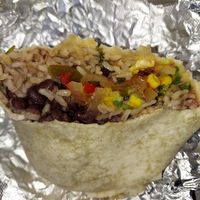 Fajita burrito w/ corn and verda salsas at Bubbakoo's Burritos in Quakertown