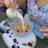 Muesli breakfast (only kind of GF option) at Tipografia in Brasov