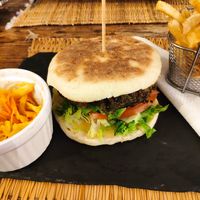 Veggie burger at Windy Bay Café in Taghazout