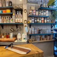 Coffee, tea, milk and mylk at Targa Green Cafe in East London