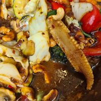 Cashew stir fry at Giggling Squid in Cambridge