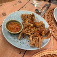 Salt & chilli mushrooms with sweet chilli sauce at Giggling Squid in Cambridge