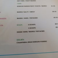 Lassi, milkshake and dessert menu at Desi Street Food in Leicester