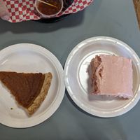 Strawberry cake and sweet potato pie at Banu Vegan in Durham