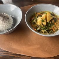 Arroz con flor de plátano al curryy  at Los Telares in La Gomera