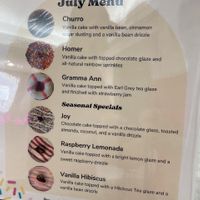 July 2023 menu at Dude's Donuts in Port Orchard