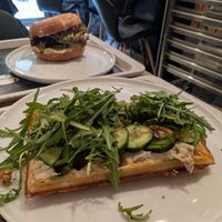 Waffle with vegan cheese and pear at Turlaj Klopsa - Karmelicka in Krakow