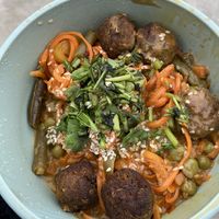 Thai Stew with meatless balls and some carrot spaghettis (25 zl) for take away   at Turlaj Klopsa - Karmelicka in Krakow