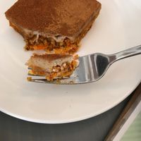 Vegan raw carrot cake at Pebbles Kitty Cat Café in Rotterdam