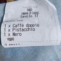 The bill for proving that it is really vegan ;) at Gelateria Artigianale Bar Dante in Pizzo