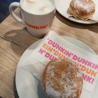Bavarian Creme Donut and Soy Latte Macchiato #Veganuary at Dunkin' in Kaiserslautern