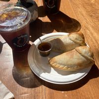 Vegan potato empanadas and cold brew coffee  at Old Town Coffee in Santa Barbara