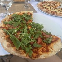 Vegan Pizza (not listed on menu- ask for it)  at Peroulia in Peroulia Beach