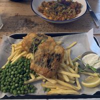 Tofu Fish & Chips and vegan Jambalaya   at The Rum & Crab Shack in St Ives