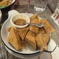 Tofu triangles after we had a couple   at Tom Yum Koong in Medford
