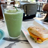 Green power smoothie & grilled cheese sandwich   at Coco Bistro & Bar in Chapel Hill