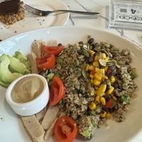 Quinoa and Avocado Buddha Bowl and Chocolate Peanut Butter Crispy (yum!)  at Coco Bistro & Bar in Chapel Hill