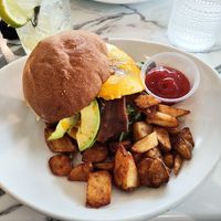 Brunch burger, added bacon, I won brunch! at Coco Bistro & Bar in Chapel Hill