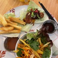 Yuca frita, bbq, goi Xuai, vegetable roll #Veganuary at La Vietnamita in Barcelona