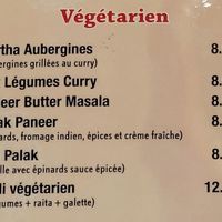 Vegetarian side of menu at SP Restaurant in Bourges
