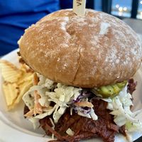 Kentucky Bourbon bbq jackfruit sandwich   at The Loopy Leaf in Charleston