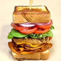 Triple decker club on Texas toast   at The Loopy Leaf in Charleston