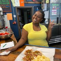 Serving my BBQ tacos! at The Loopy Leaf in Charleston