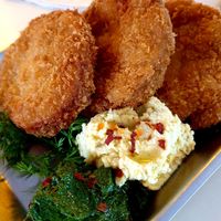 fried tomato, hummus ...glad is smaller than in past. at Mu - 무 in Seoul