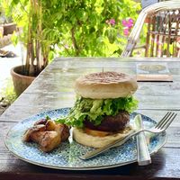 Proteiny burger.  at Vegan Way in Pokhara